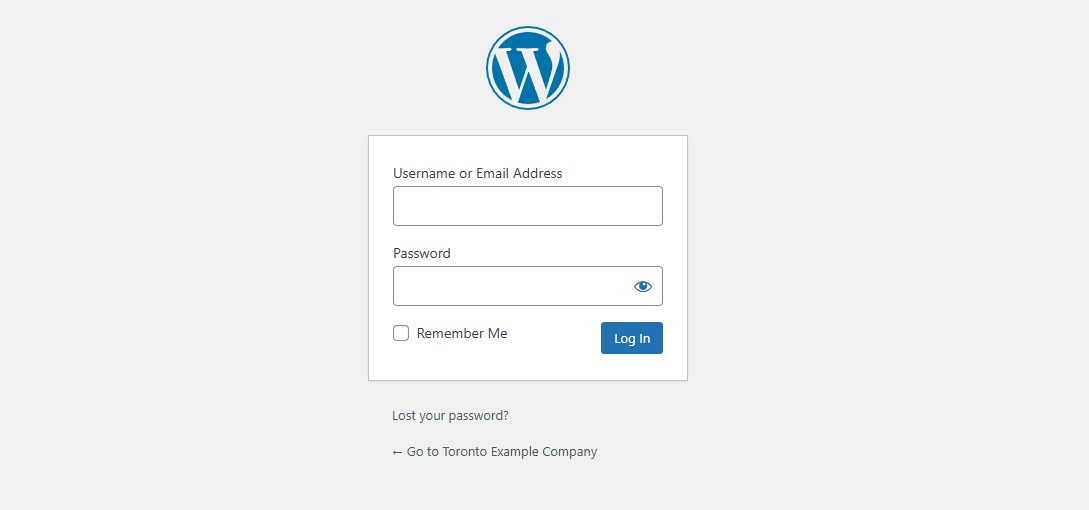 WordPress login page